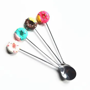

Creative Cartoon Doughnut Spoon Donut Spoons Fork Coffee Fruit Tea Ice Cream Candy Kitchen Tableware