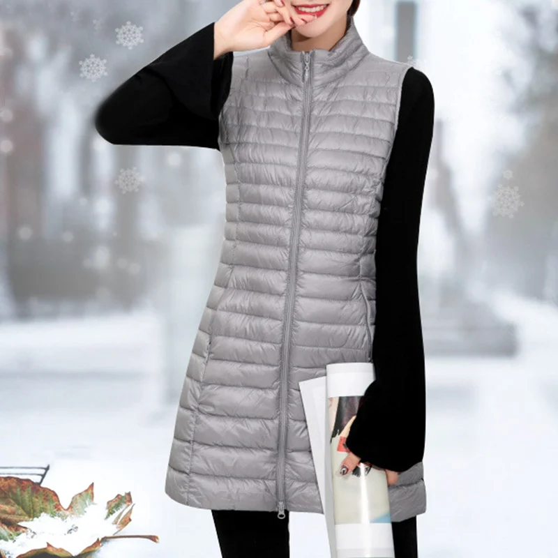 

Winter Down Vest Women 2019 New Korean Slim Fashion Duck Down Vests Female Casual Warm Wild Stand Collar Ladies Coat 3XL 4XL