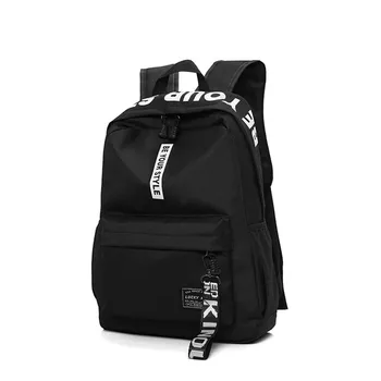 

Black Women Backpack Female Nylon Teens Men Schoolbag Casual Style Letter Student School Bags for Teenage Girls Back Pack Solid