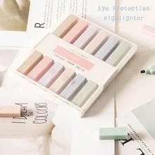 

DIY 6pcs/set Soft Tip Highlighter Light Color Kawaii Marker Pen Photo Album Journal Fluorescent Pen Student Stationery