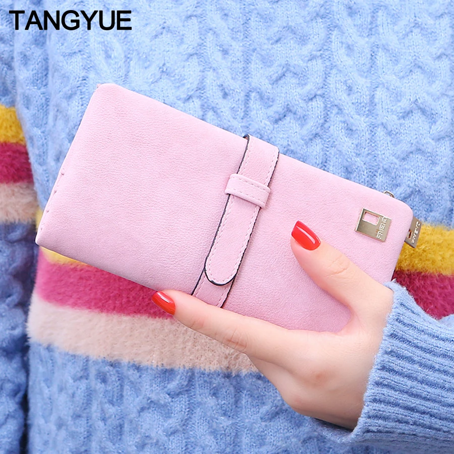 

Leather Women's Wallet Female Long Cutch Vintage Lady Wallet Women Big Luxury Brand Purse for Cards with Zipper Coin portomonee