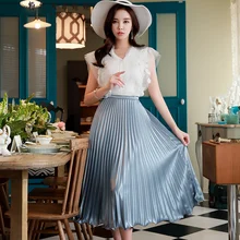 Dabuwawa Новые женские синие плиссированные юбки выше колена летние однотонные Свинг юбки вечерние юбки для свиданий D18BSK018