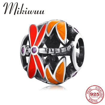 

Original 925 Sterling Silver colorful Enamel Zircon Dragonfly DIY Fine Beads Fit Original Mikiwuu Charm Bracelet Women Jewelry