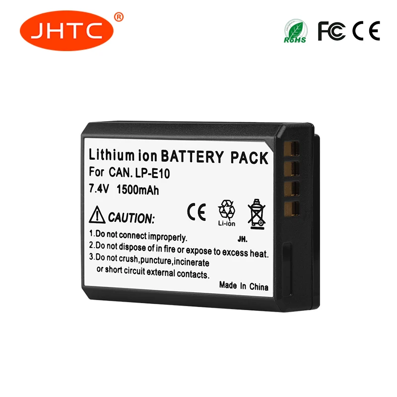 JHTC 1500 мА/ч LP E10 LPE10 цифровой Камера Батарея для Canon 1100D 1200D 1300D Rebel T3 T5 поцелуй X50 X70