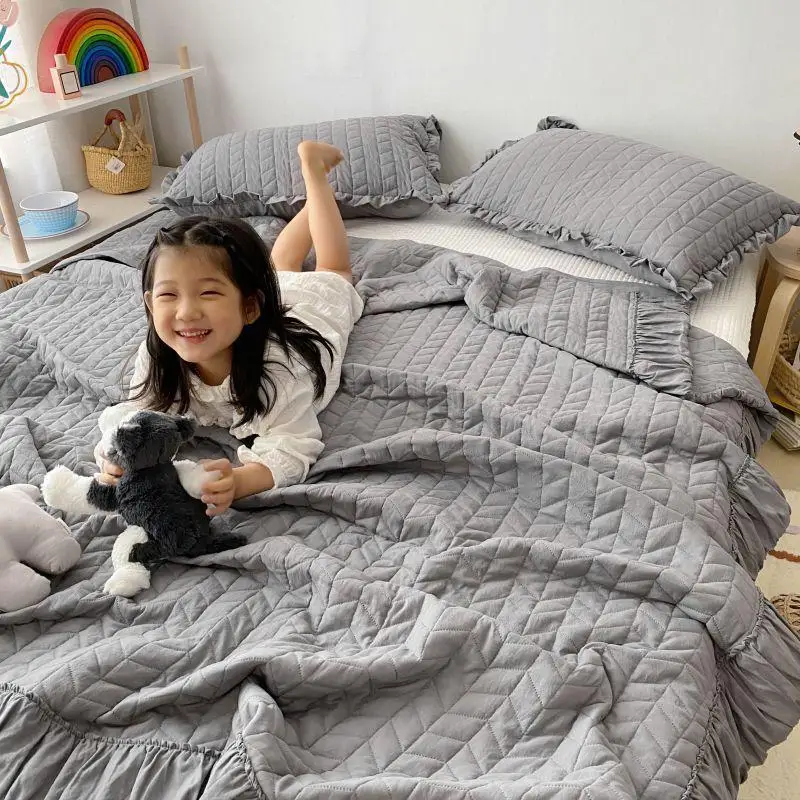 Bedspread on the Bed Covers, Duvet, Lace, Gray, Double Blankets, Soft, Warm,  Plaid Throw, Thin Comforter, Large Quilt Bedding - AliExpress
