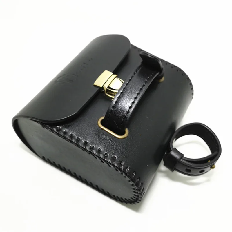 Brown Black Retro Bicycle Bag Vintage Tail Bag Leather MTB Road