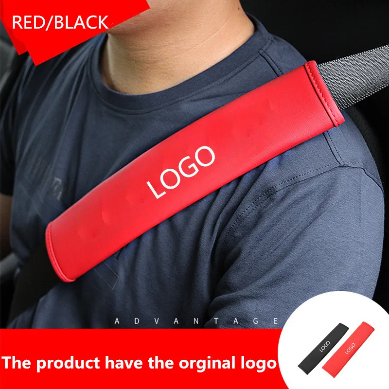 1 Pair Leather Car Seat belt cover Pads Harness Safety Shoulder Strap Back Pack Cushion Covers For Kids FOR Tesla LOGO | Автомобили и