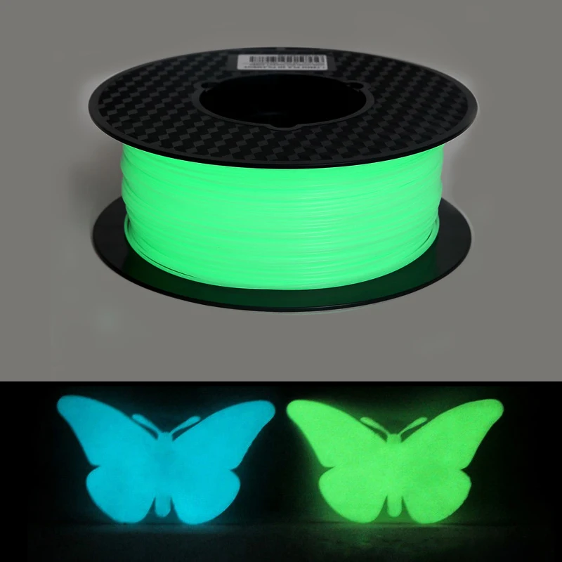 Filamento de impresora 3D que brilla en la oscuridad, Material de impresión 3D de 1,75mm, 1kg/500g/250g que brilla en la oscuridad, verde y azul