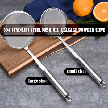 

Superfine 304 Stainless Steel Oil Spill Spoon Filter Small Colander to Oil Across the Mesh Sieve Oil Scoop Kitchen Scoop