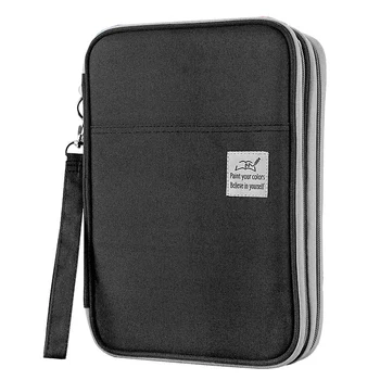 

192 Slots Large Capacity Pencil Bag Case Organizer Cosmetic Bag for Colored Pencil Watercolor Pen Markers(Black)