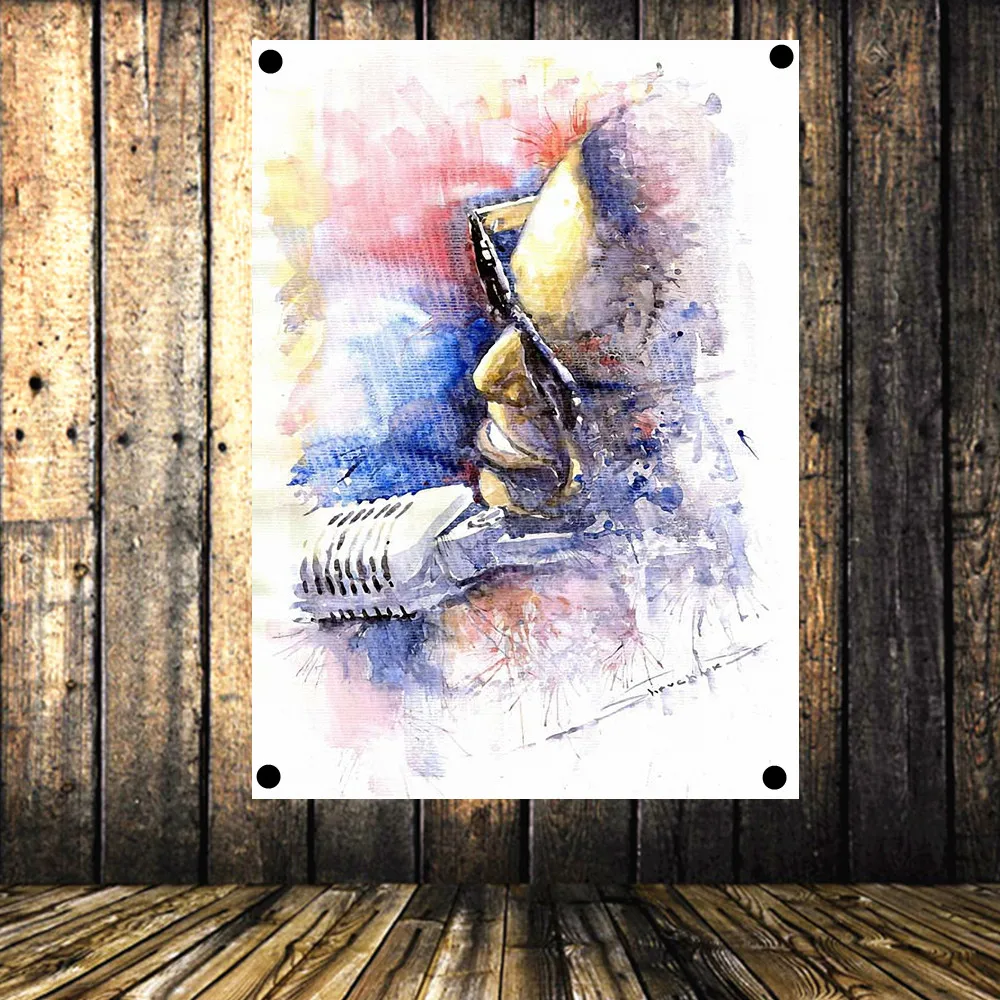 Vintage Jazz Rock Band Lead Singer Flag Banner Antique Oil Painting American Country Music Tapestry Bar Cafe Home Decoration B2 Vintage Jazz Rock Band Lead Singer Flag Banner Antique Oil Painting American Country Music Tapestry Bar Cafe Home Decoration B2