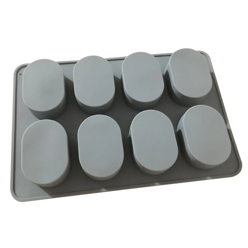 8 Cavity 6.5cm Oval Silicone Soap Mold for Handmade Craft DIY Soap Making Tools Molds Food Grade Silicone Form Loaf Mould