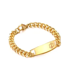 Идентификатор медицинской опасности браслет SOS для мужчин золото серебро Нержавеющая сталь титан крутая мода ювелирные изделия вспомогательная цепь Подарки для мужчин мальчиков