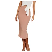 Женские вязаные юбки с высокой талией, осенне-зимняя шерстяная теплая приталенная юбка миди, элегантная Офисная Женская юбка Jupe Femme T3