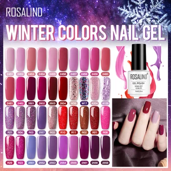 

ROSALIND Gel Nail Hybrid Varnishes UV LED Manicure Semi Permanent Nail Polish Soak Off For Nail Art Design Poly Base Top