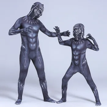 

Kids Adult Black Panther Cosplay Costume Civil War Cosplay Superhero Halloween Party Jumpsuit Fancy Zentai Mask