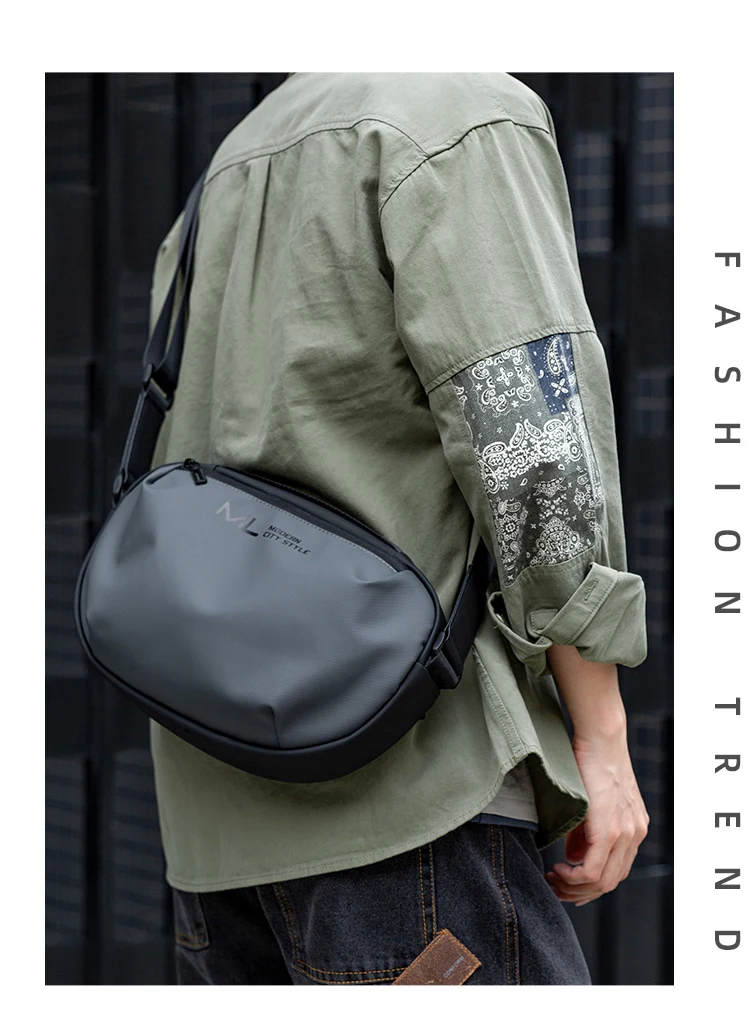 MOYYI Outdoor Sport Wasserdichte Umhängetasche Männer Grau Nylon Mode Lässig Reisen Beste Telefon Tasche Taille Schulter Seite Tasche – Detail 2