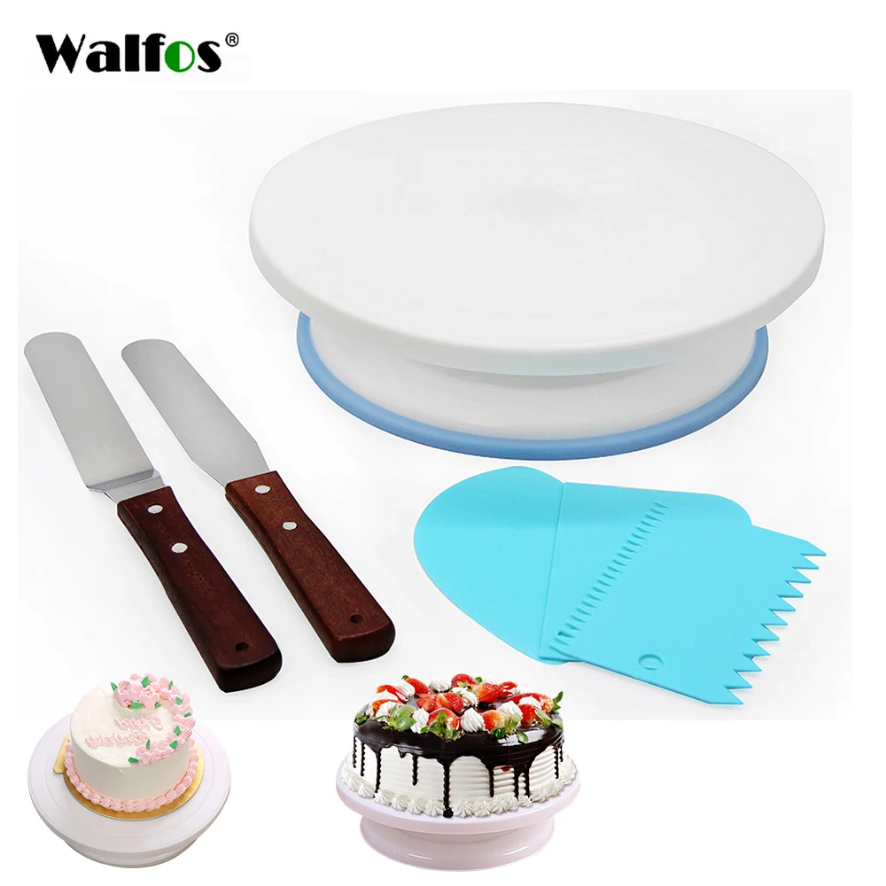 

Walfos Baking Tools Decorating Cream Cakes Stand Plastic Dough Knife Stainless Steel Cake Cream Knife Cake Tools Set