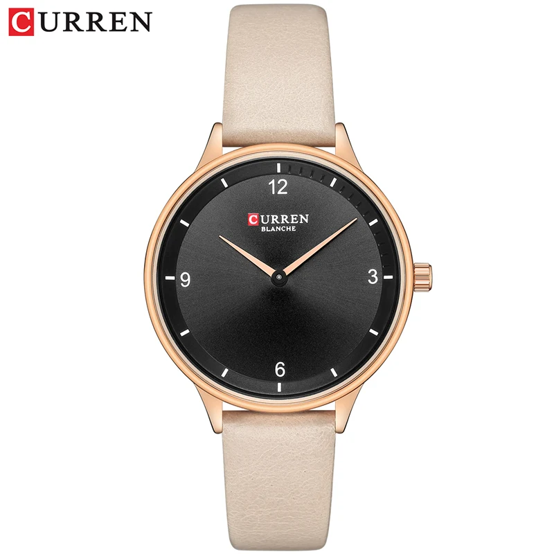Rose Gold Black Дизайн CURREN женские часы-Люкс Модные кожаные Наручные Часы повседневные водонепроницаемые женские кварцевые наручные часы Feminino - Цвет: Rose Gold Black