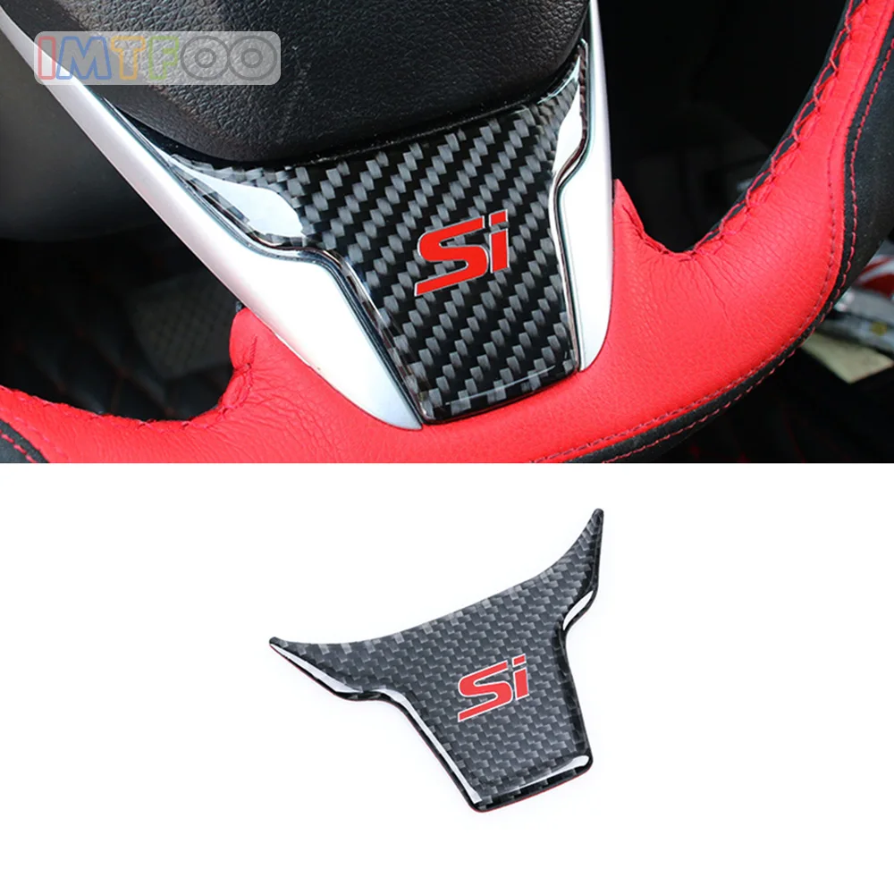 

CARBON FIBER STEERING WHEEL EMBLEM COVER GARNISH FOR HONDA CIVIC 2017 2018 2019 ACCESSORIES CAR STYLING