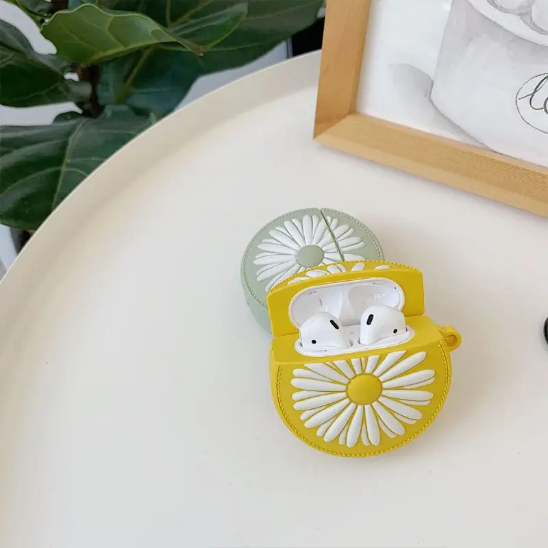 Beautiful Daisy Pattern Protective Case Silicone Cover for Airpods 1/2 Accessory for smart watch