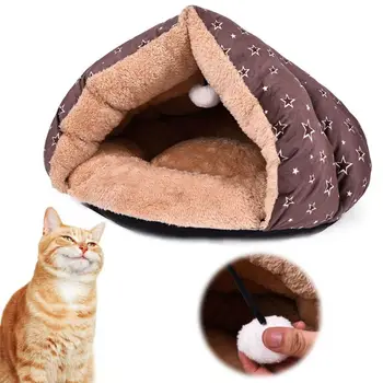 

Pentagram Printed Triangle Cat Litter Warming Pet House Cave Nest Sleeping Bed
