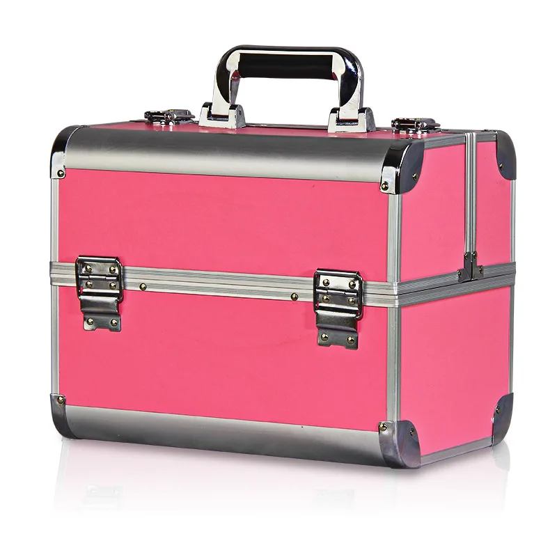 

Quality Anti-stress Makeup Box Jewelry Hair Curlers Cosmetics Organizer Suitcase 8 Colors Portable Multilayer Beauty Case