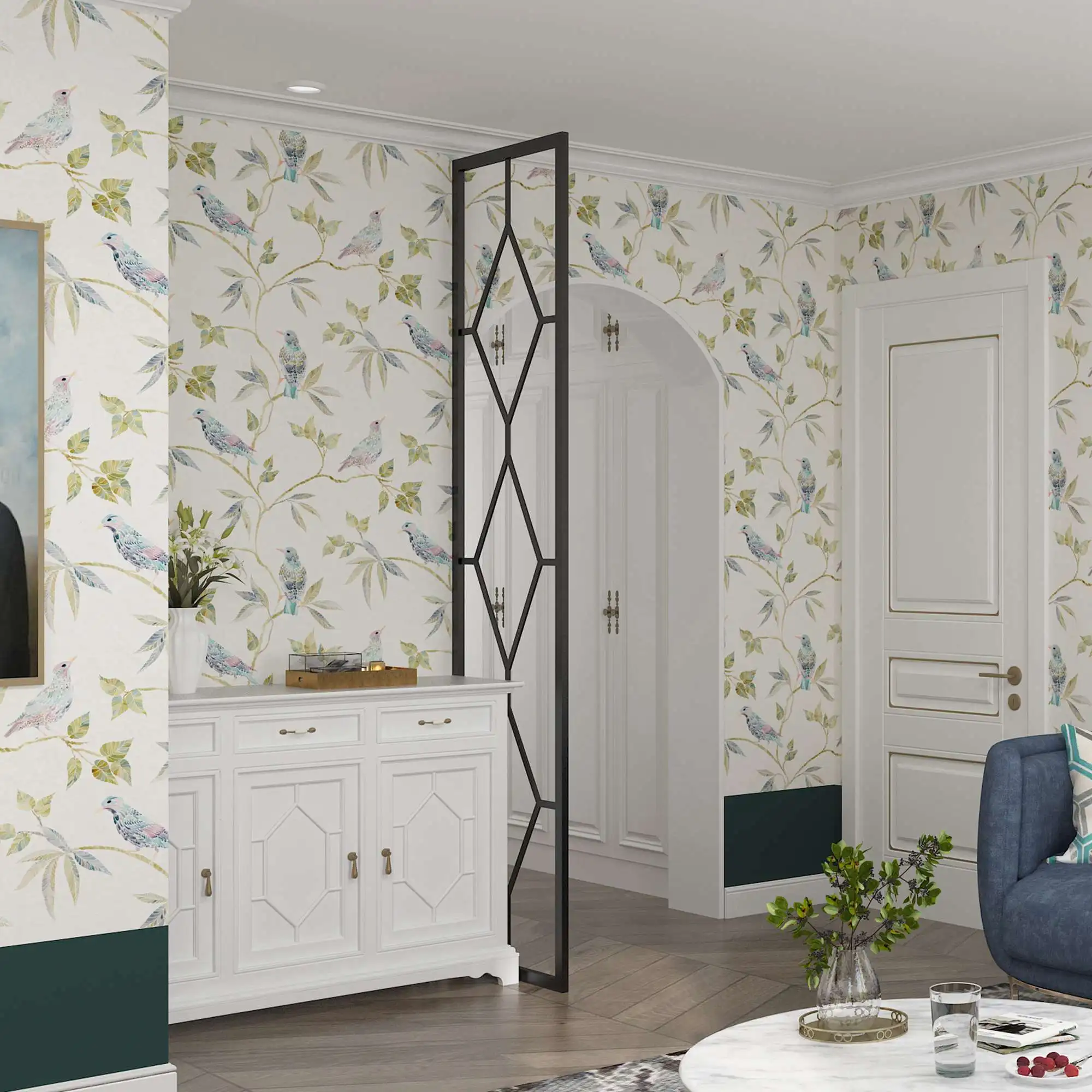 CHINOISE EXOTIQUE Oriental Nature Floral wallpaper with Bird Tree Branch Botanical Wallpaper, Country and warm style C9900801