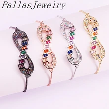 10 шт. Мода Cz цирконий горка цепи 8 образные украшения Радуга Cz микро мозаичные Браслеты регулируемые для женщин девочек