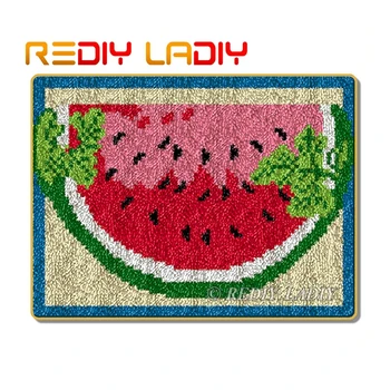 

Latch Hook Rug Kits Crocheting Carpet Rug Watermelon Acrylic Yarn Pre-Printed Canvas Cushion Mat Crochet Wall Tapestry Crafts