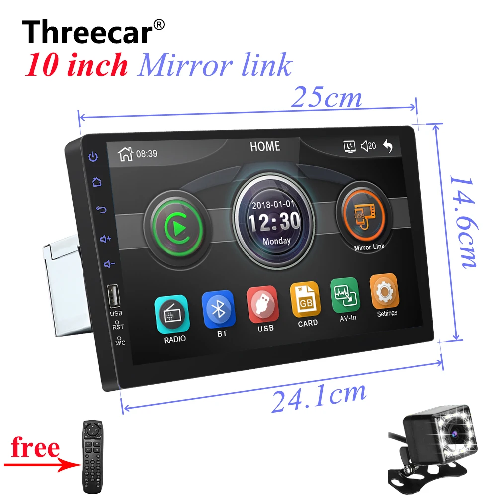 

10" Touch Mirrorlink Auto audio Player Bluetooth USB Rear View Camera 2din car radio MP5 Player One Din Autoradio No Android