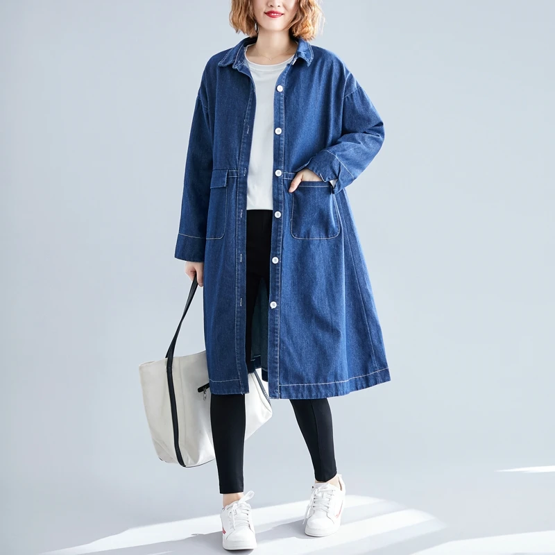 discounted Loose Large Size Tooling Daily Girls Wear Denim Jacket Single-breasted Blue Oversized Female Jacket