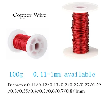 

100g 0.11 0.12 0.5 0.6 0.7 0.8mm QA Enameled Copper Wire Red Magnetic Wire For Inductance Coil Relay Electric Meter Coil Winding