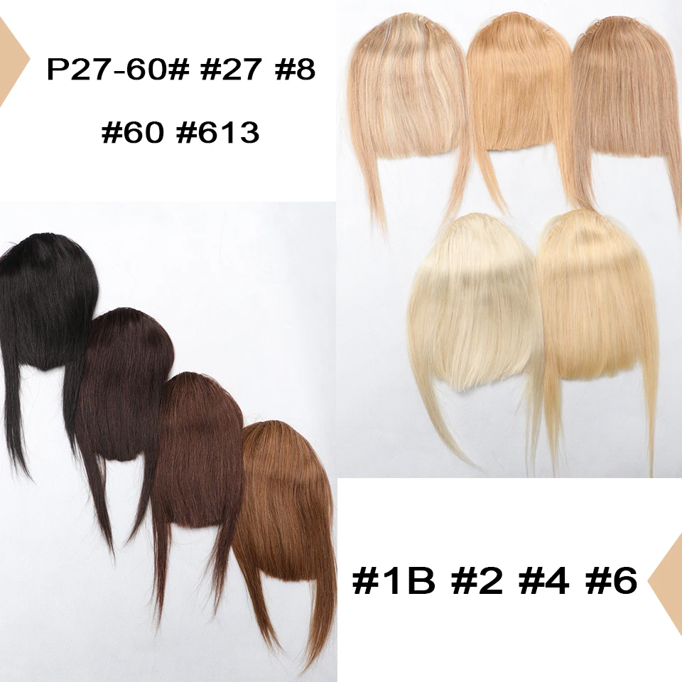 Human Hair Bangs 3 Clips 3D Blunt Cut Natural Hair Bangs OverHead Clip In Hair Extensions Non-Remy 2.5
