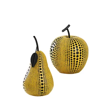 

Nordic Wave Point Element Yellow Apple Pear Figurine Plant Art Sculpture Resin Art&craft Home Decoration Accessories R2517