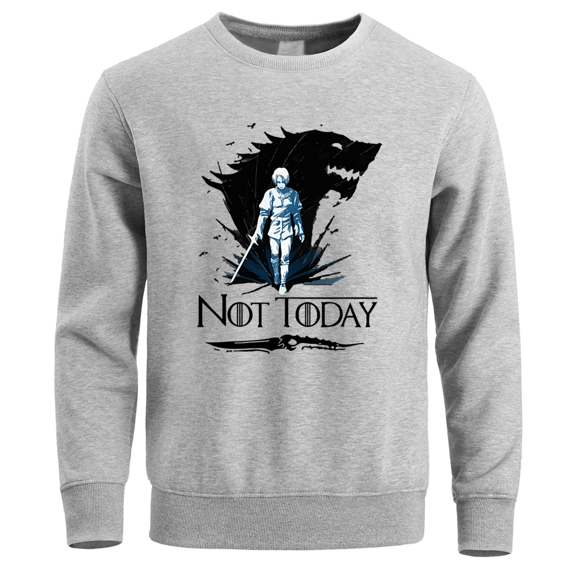 Игра престолов Айра Толстовка STARK men Wolf Not Today Толстовка уличная зимняя флисовая толстовка с круглым вырезом - Цвет: Gray