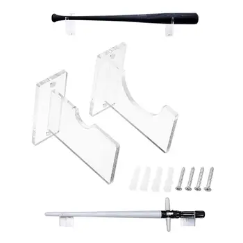 

2Pcs/Set Acrylic Home Baseball Bat Transparent Wall-mounted Display Rack Softball Bat Holder Shelf Household Organizer