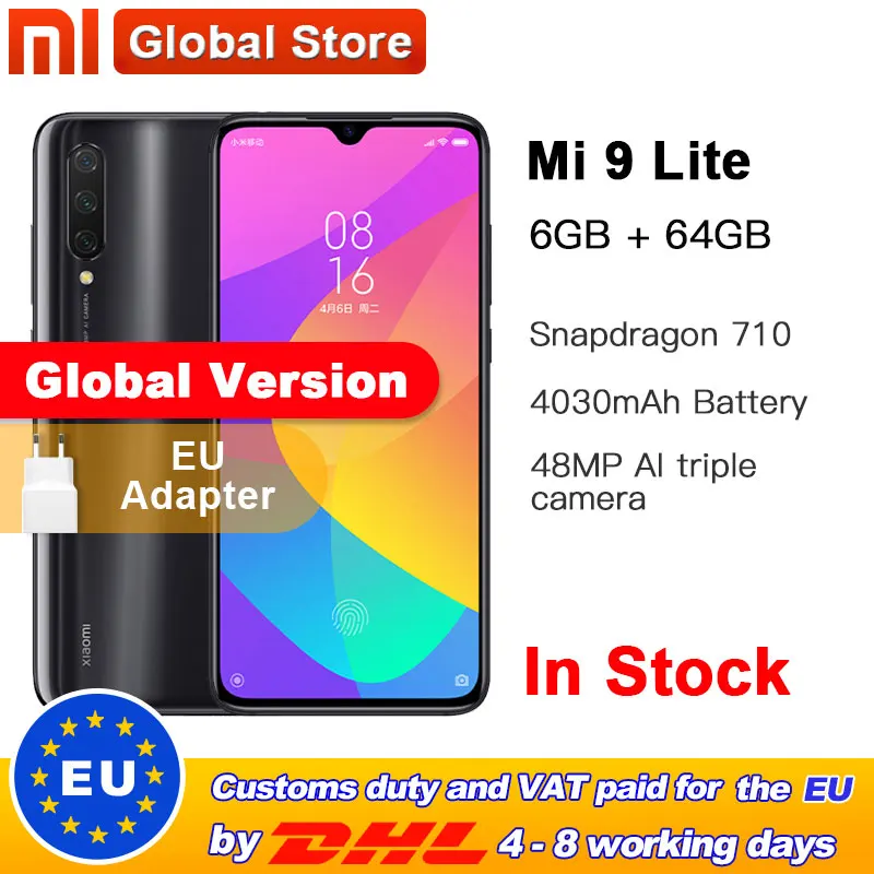 Глобальная версия Xiaomi Mi 9 Lite 6 ГБ 64 Гб Смартфон Snapdragon 710 48MP Тройная камера 32 МП
