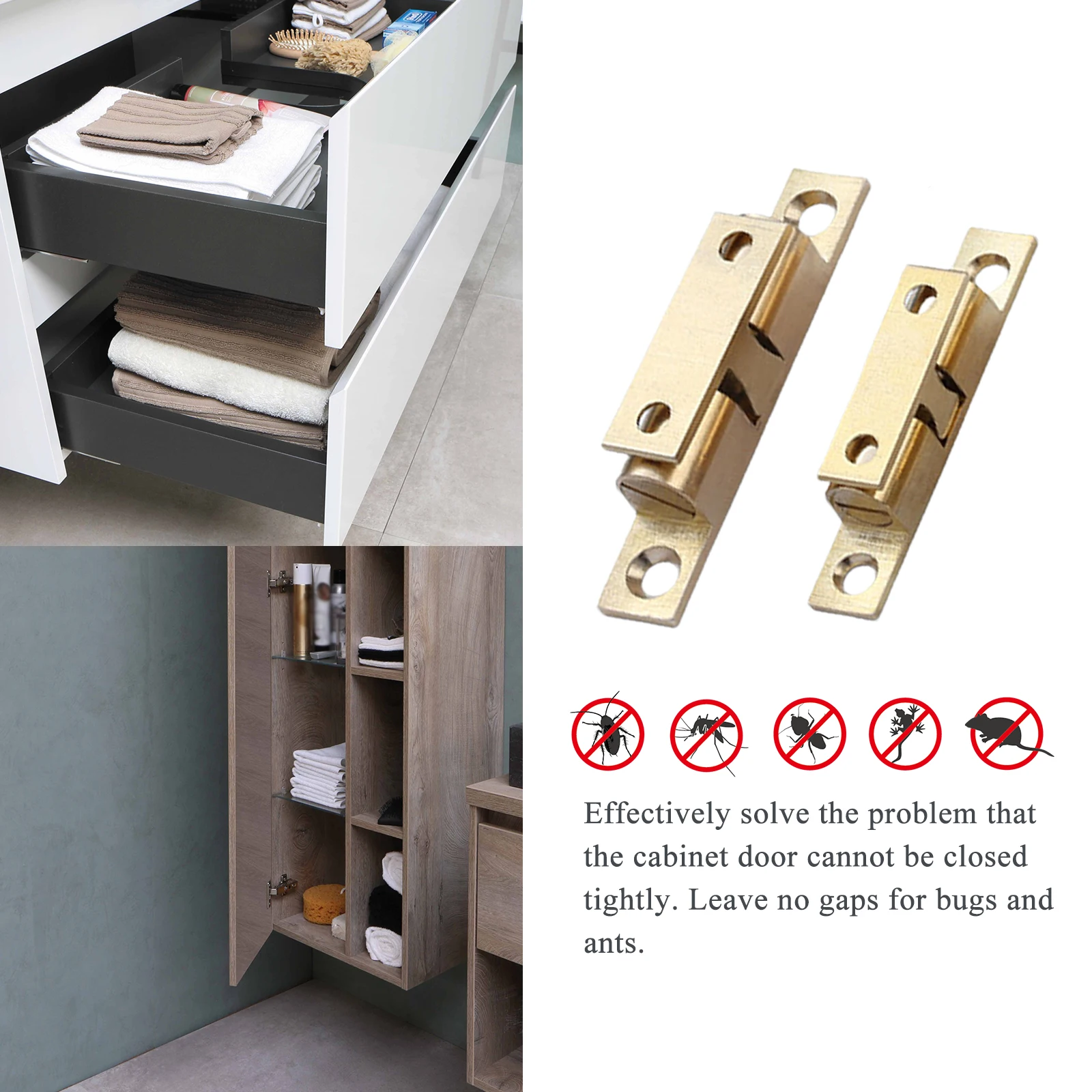 Magnetic Suction Card Buckle Ornament Toilet Furniture Door Hardware Solid Brass Spring Ball Catch Free Screws