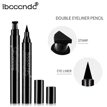 

IBCCCNDC Black Liquid Eyeliner Pencil with Eyeliner Stamp Eyes Makeup Quick Dry Long Lasting Waterproof Eye Liner Pen Cosmetics