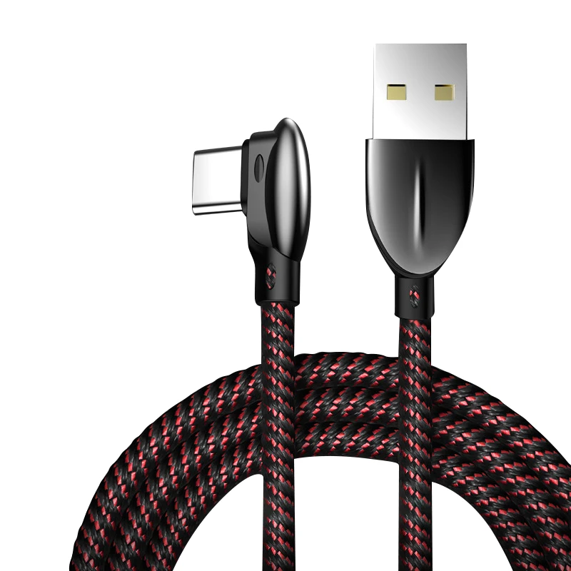 5A супер быстрый зарядный кабель type C USB 90 градусов USB C Android игровой зарядный кабель зарядное устройство для телефона 90 Угол type C кабель для передачи данных - Цвет: TYPE-C Black red
