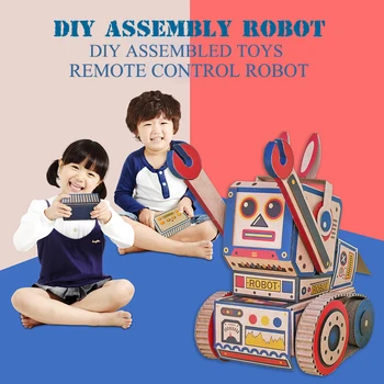 

New Diy Remote Control Electric Robot Assembly Toys Children's Paper Assembled Toy Building Block Not Assembled Gift For Kids
