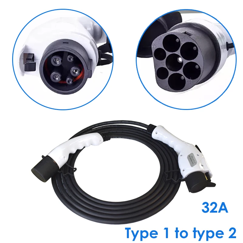 type 2 to type 1 32a ev charger 32A electric vehicle 5M electric car charge cable j1772 evse kit j1