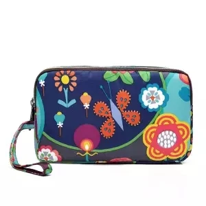 Женская модная сумка на ремешке для телефона с узором, водонепроницаемый нейлоновый клатч на 3 молнии, кошелек для монет с цветочным принтом, длинный женский кошелек - Цвет: W Wallets