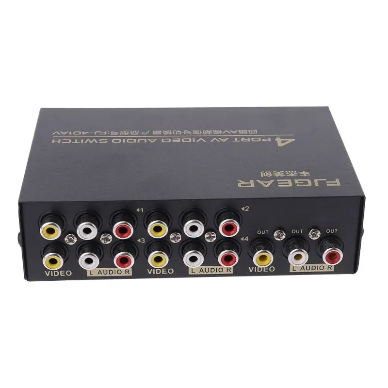 4 Port AV Audio Video RCA 4 Input 1 Output Switcher Switch Selector Splitter Box 5