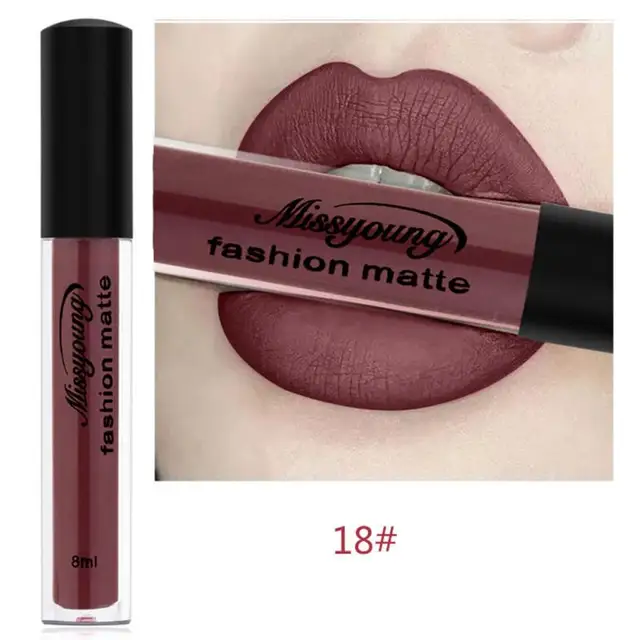 Hot Sale Matte Velvet Liquid Black Lipstick Brown Easy To Color Lip Gloss Long Lasting