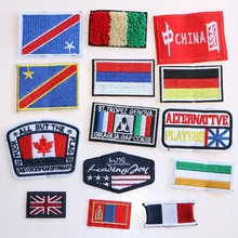 2 Pcs National flags icon Embroidered Iron on Patches for Clothing DIY Stripes Clothes Patchwork Stickers Custom Badges