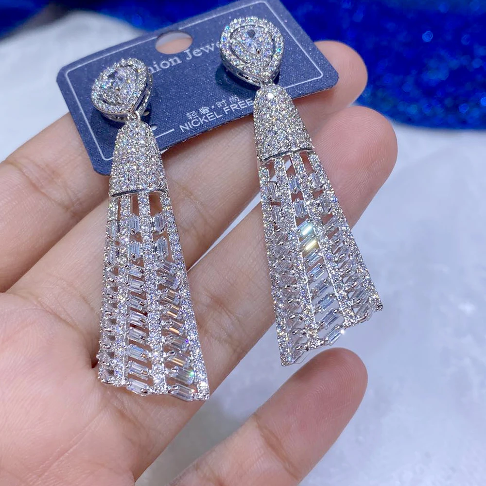 

ASNORA New AAA Fashion Cubic Zirconia Drop Earrings Exaggerated Earrings Unique Female Jewelry
