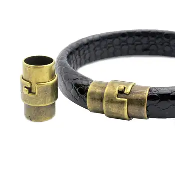 

10mm Round Hole Magnetic Clasps and Closure Lock Solid Bracelet Making End 3 Piece Antique Bronze