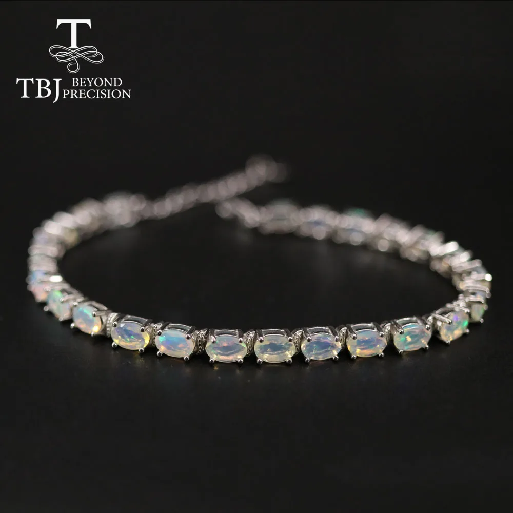 

Simple Ethiopia Opal Bracelet oval cut 4*6mm fine natural colorful gemstone jewelry 925 sterling silver for women daily wear tbj